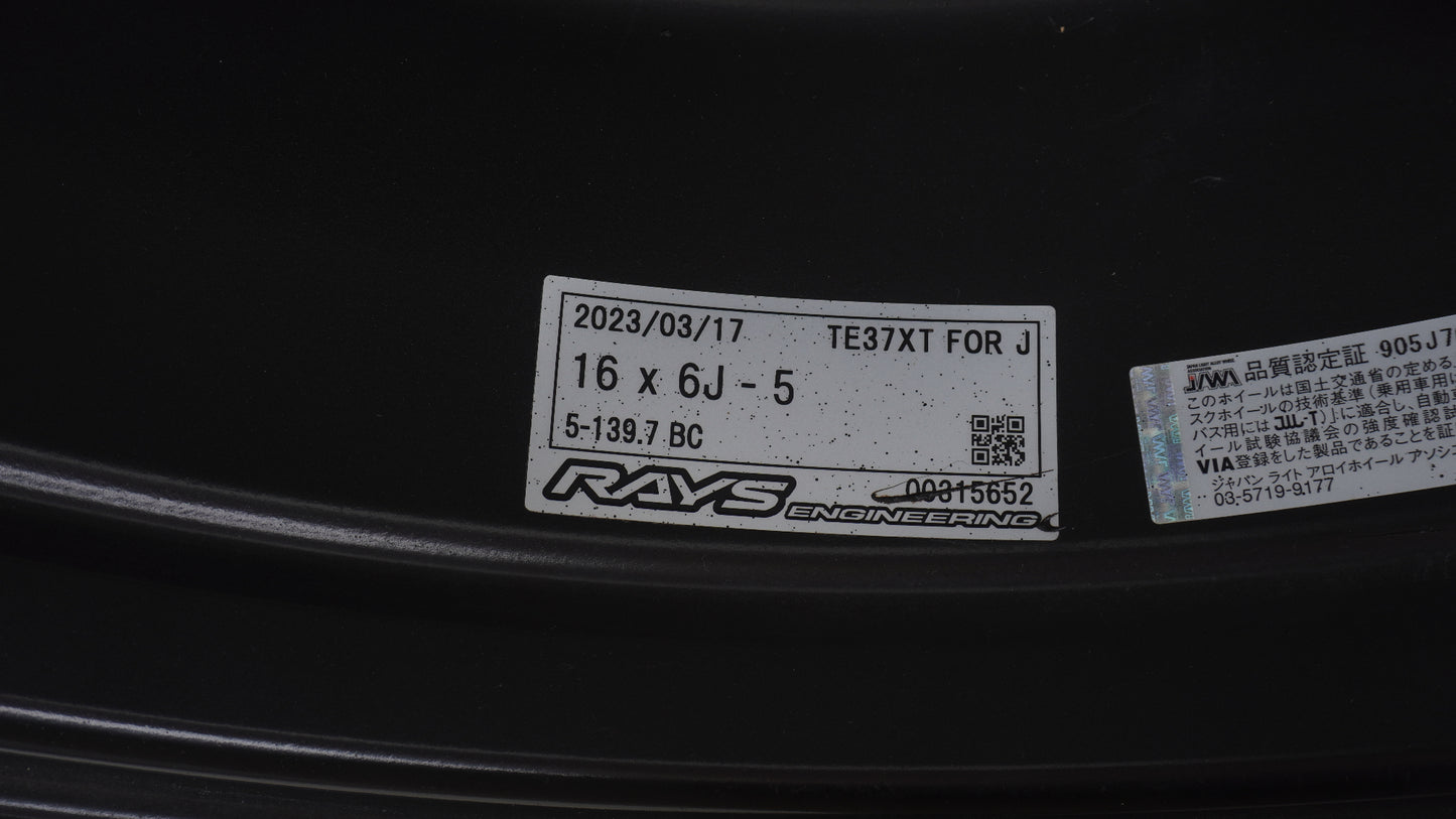 美品 鍛造 RAYS VOLK RACING TE37XT for J BC FORGED レイズ ボルクレーシング ブラストブラック 5本セット 16×6J -5 139.7 5H 5本 ホイール