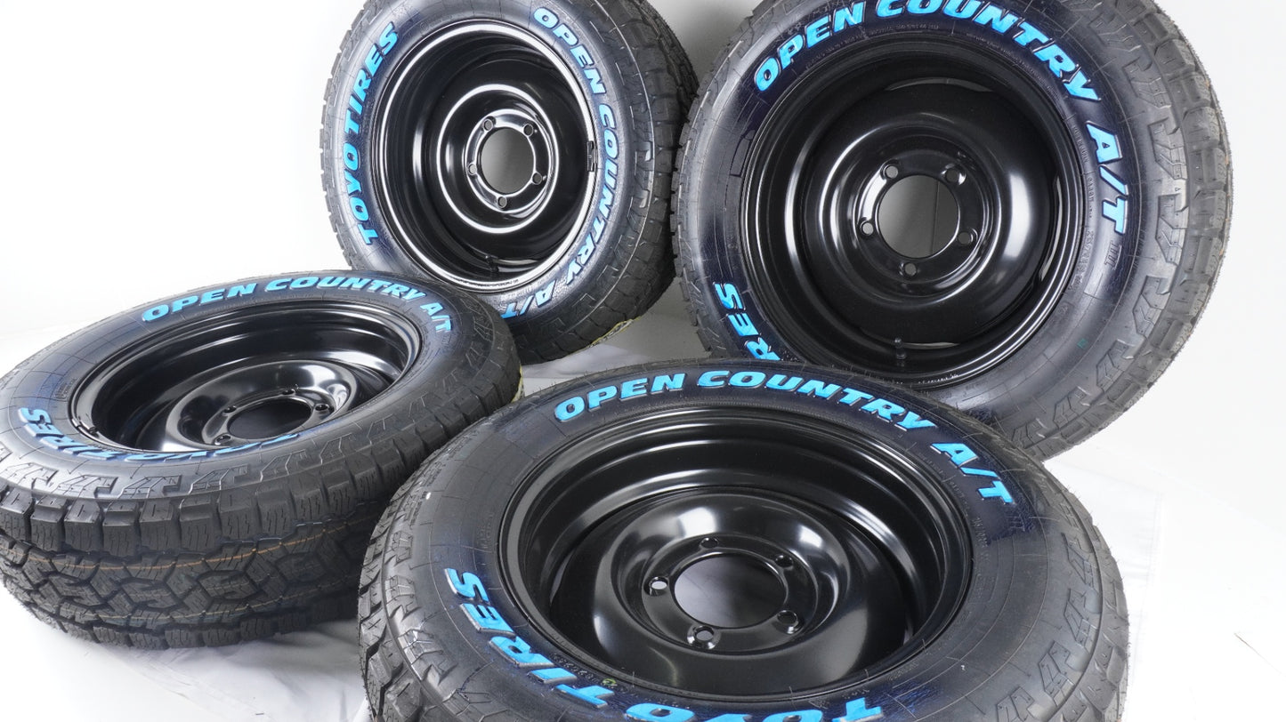 オールドスタイルスチールホイール BL 16×６J  TOYO AT3WL 215/70R16 タイヤセット 未走行品 JB64