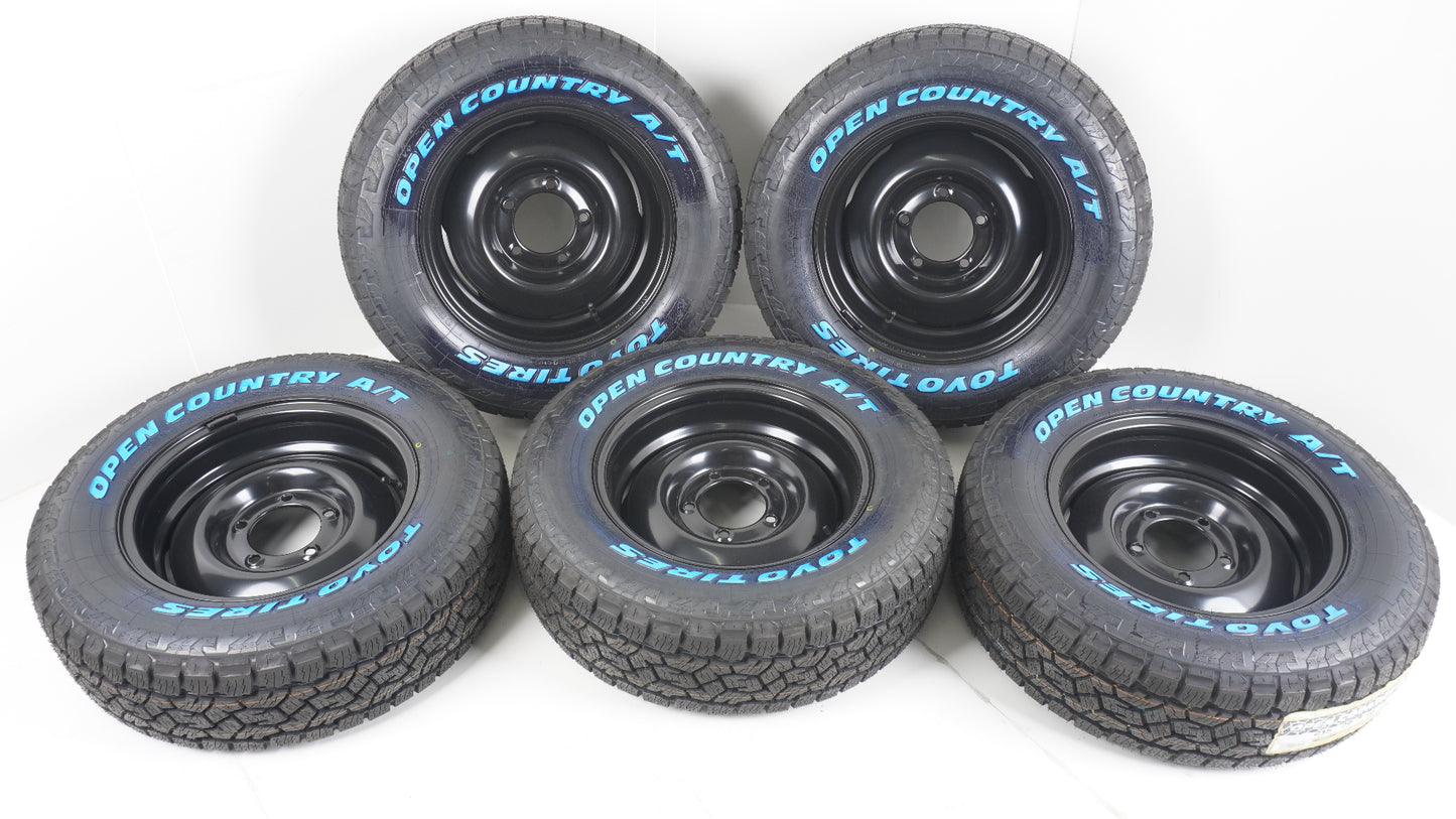 シーエルリンク オールドスタイルスチールホイール MB マットブラック 16×6J -5 139.7-5H / TOYO OPENCOUNTRY A/T3 WL 215/70R16 100T タイヤホイール5本セット