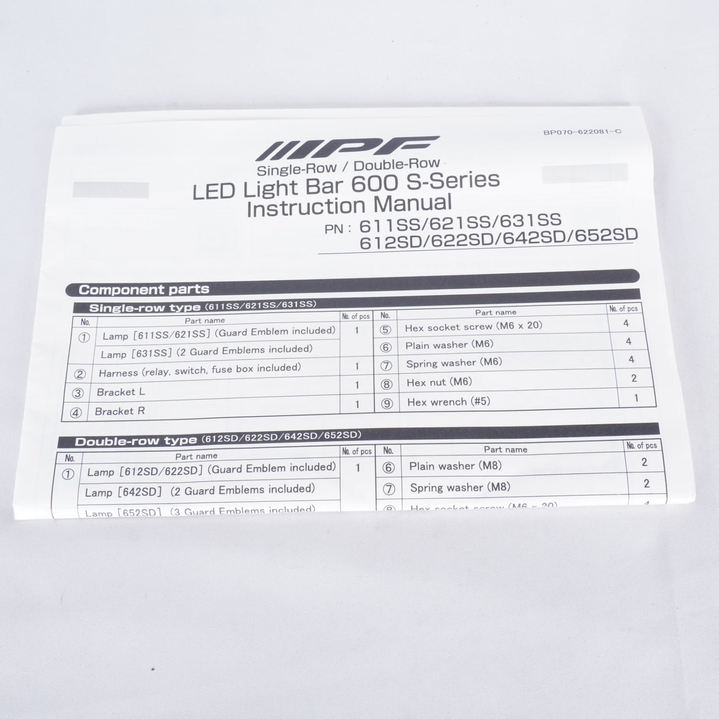 【未使用】 IPF 作業灯 ワークライト LED ライトバー 40インチ シングル 汎用