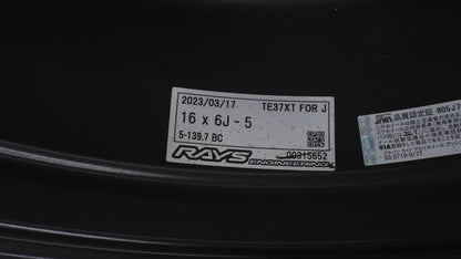 美品 鍛造 RAYS VOLK RACING TE37XT for J BC FORGED レイズ ボルクレーシング ブラストブラック 5本セット 16×6J -5 139.7 5H 5本 ホイール