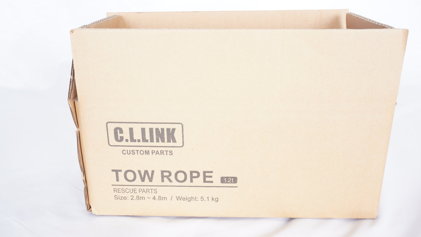 CLLINK シーエルリンク 牽引ロープ12t グレー 収納バッグ付き 汎用