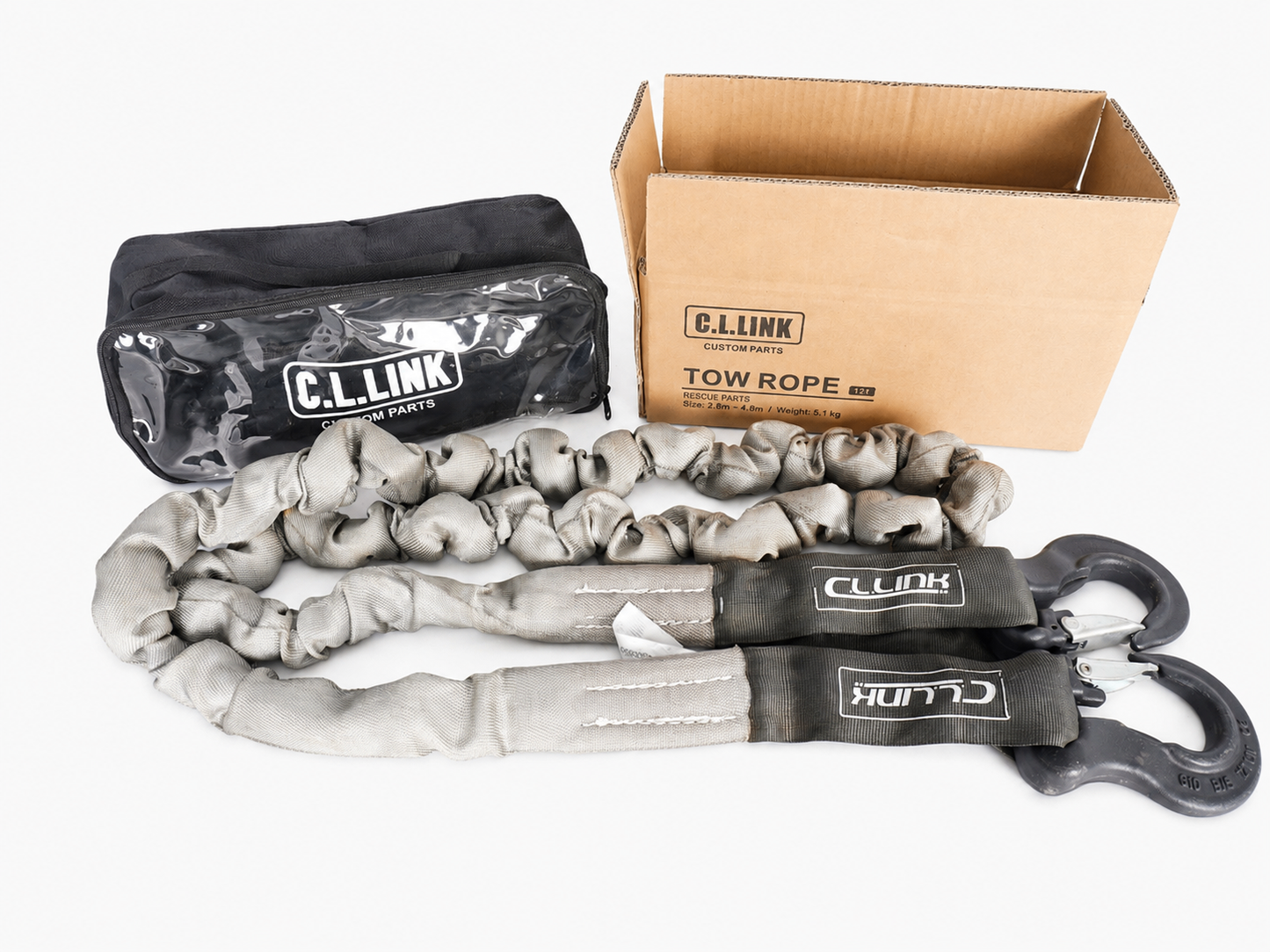 CLLINK シーエルリンク 牽引ロープ 12t 収納バッグ付き グレー 汎用