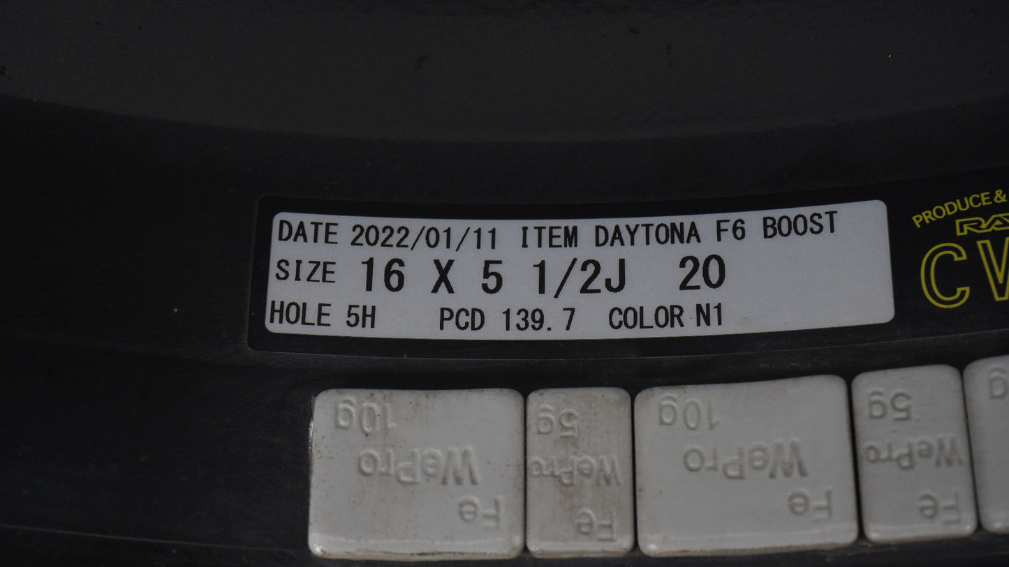 RAYS TEAMDAYTONA レイズ デイトナ F6ブースト セミグロスブラック N1 16×5.5J +20 139.7-5H 4本 ホイール